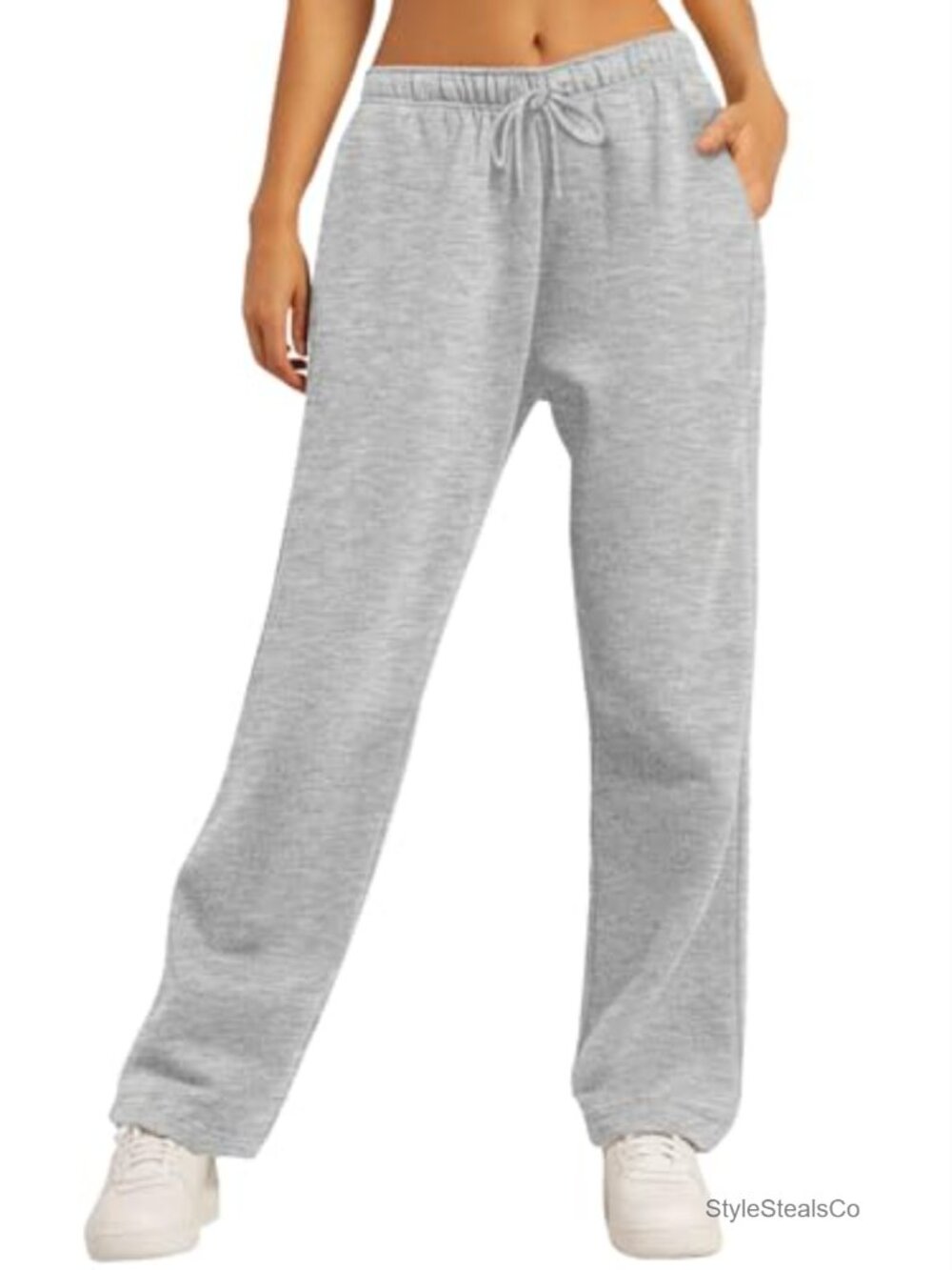 Women's Fleece Lined Straight Leg Sweatpants Drawstring Lounge Pants